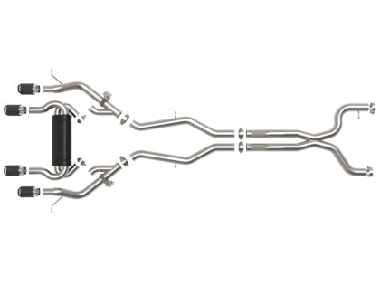 aFe MACH Force-Xp 3 IN to 2-1/2 IN 304 Stainless Steel Cat-Back Exhaust w/ Carbon Fiber Tip BMW M3/M4 (G80/82) 21-25 L6-3.0L (tt) S58