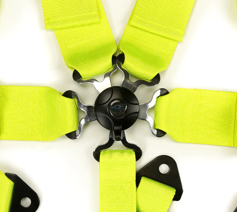NRG SFI 3 Inch Seat Belt Harness with Pads / Cam Lock NEON Green/Yellow