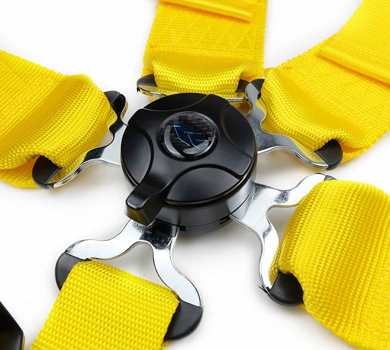 NRG SFI 3 Inch Seat Belt Harness with Pads / Cam Lock Yellow