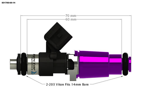 Injector Dynamics - ID2600-XDS Injectors - 60mm Length - 14mm Top - 14mm Lower O-Ring (2600.60.14.14.X)