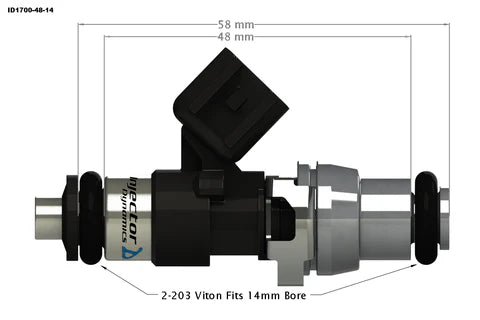 Injector Dynamics - ID2600-XDS Injectors - 48mm Length - 14mm Top - 14mm Lower O-Ring R35 (2600.48.14.R35.X)