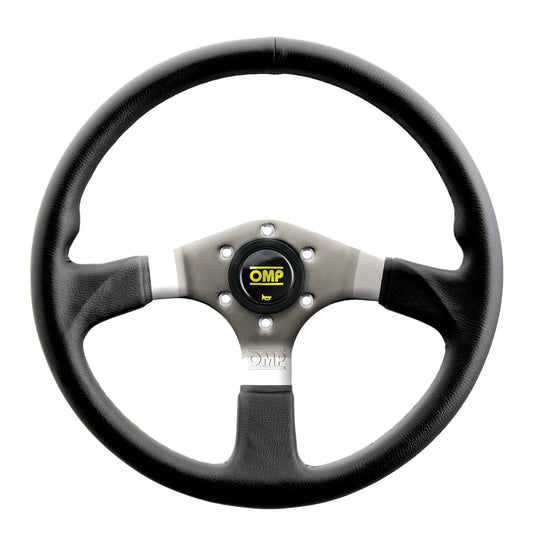 OMP - STEERING WHEEL ASSO FLAT WITH 3 STEEL SPOKES BLACK LEATHER (OD/2019)